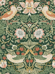 William Morris At Home Rich Green Strawberry Thief A4 Wallpaper Sample - Image 2 of 4