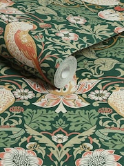 William Morris At Home Rich Green Strawberry Thief A4 Wallpaper Sample - Image 3 of 4