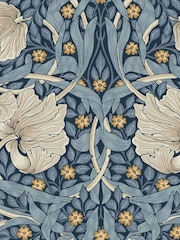 William Morris At Home Blue Pimpernel Blue A4 Wallpaper Sample - Image 2 of 4