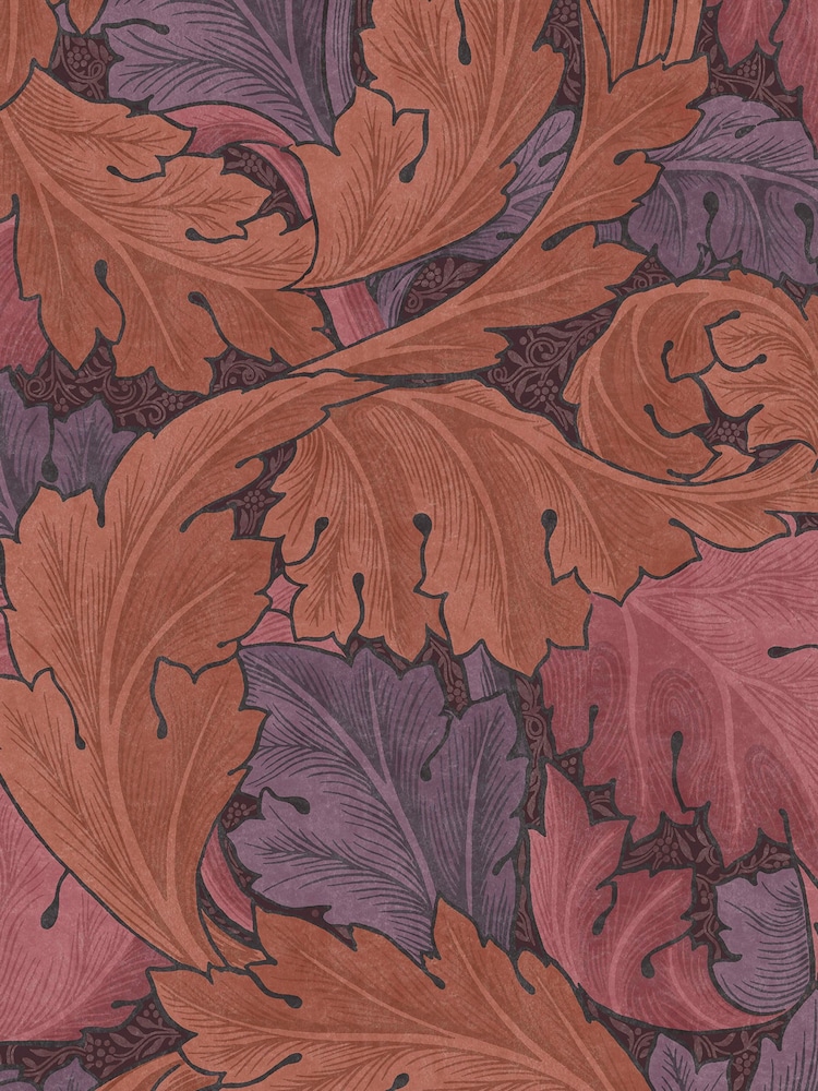 William Morris At Home Plum Acanthus A4 Wallpaper Sample - Image 2 of 4