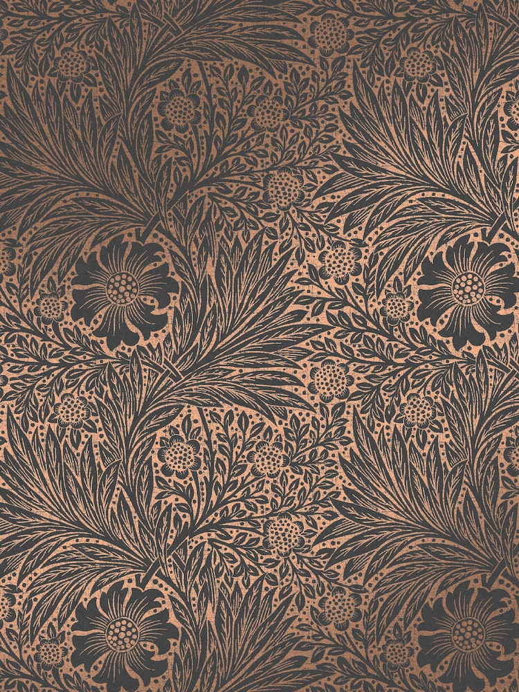 William Morris At Home Charcoal Marigold Fibrous A4 Wallpaper Sample - Image 2 of 4