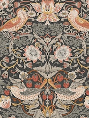 William Morris At Home Charcoal Strawberry Thief A4 Wallpaper Sample - Image 2 of 4