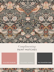 William Morris At Home Charcoal Strawberry Thief A4 Wallpaper Sample - Image 4 of 4