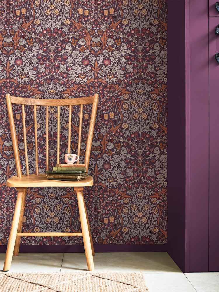 William Morris At Home Plum Blackthorn A4 Wallpaper Sample - Image 1 of 4