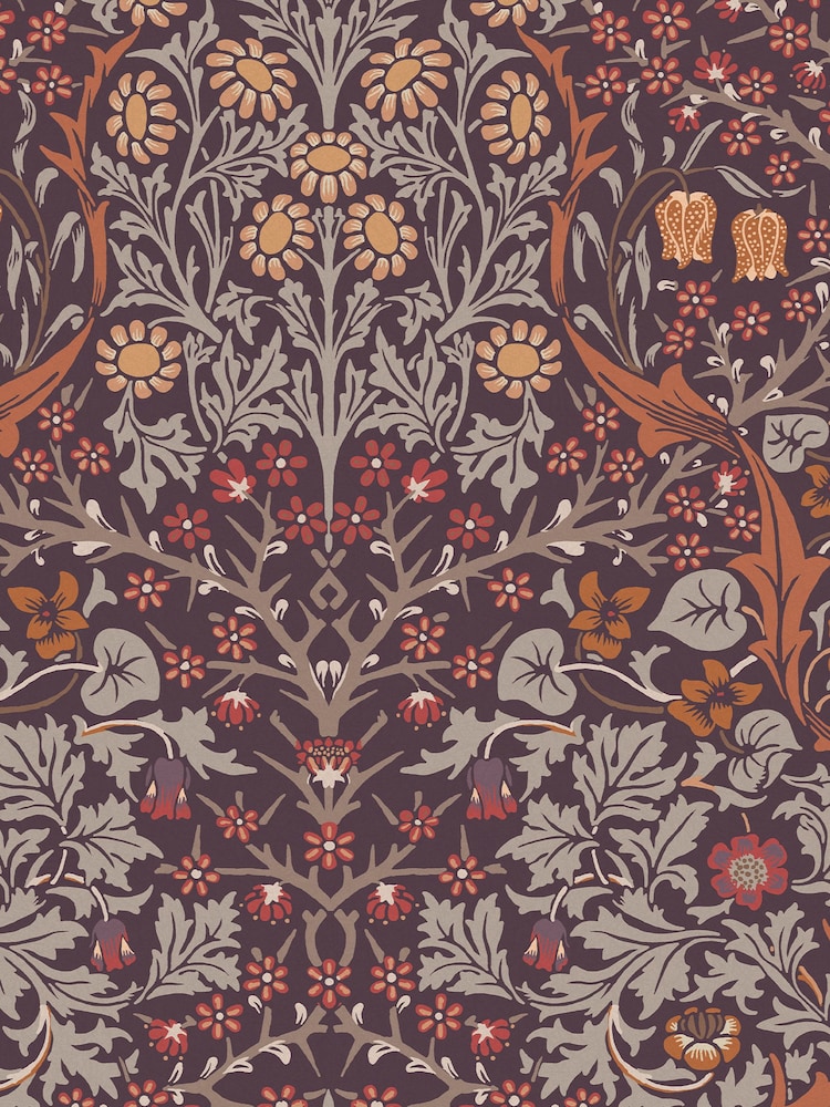 William Morris At Home Plum Blackthorn A4 Wallpaper Sample - Image 2 of 4