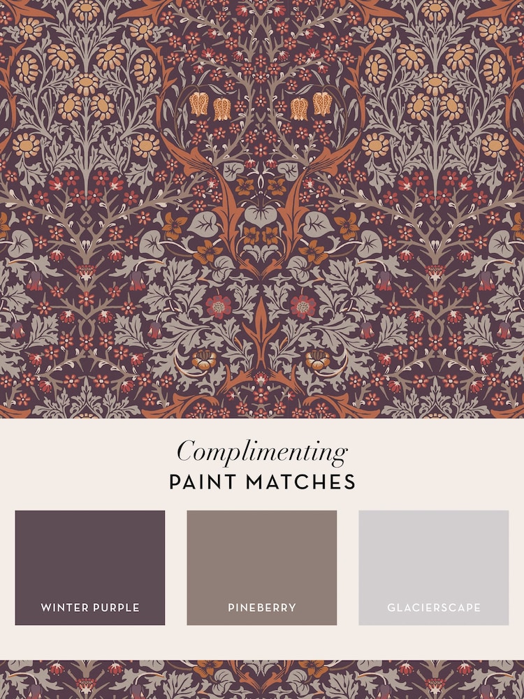 William Morris At Home Plum Blackthorn A4 Wallpaper Sample - Image 4 of 4