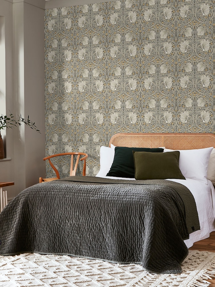 William Morris At Home Grey Pimpernel A4 Wallpaper Sample - Image 1 of 4