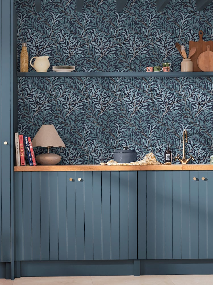 William Morris At Home Deep Blues Willow Bough A4 Wallpaper Sample - Image 1 of 4