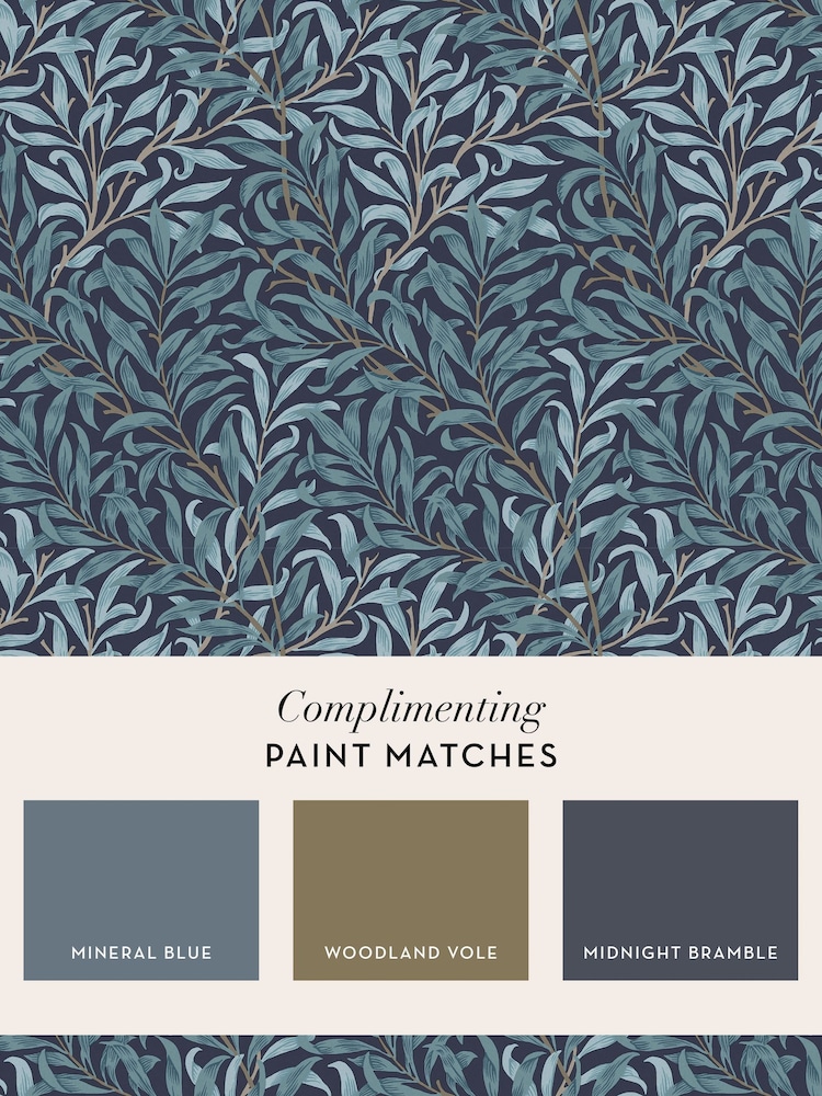 William Morris At Home Deep Blues Willow Bough A4 Wallpaper Sample - Image 4 of 4