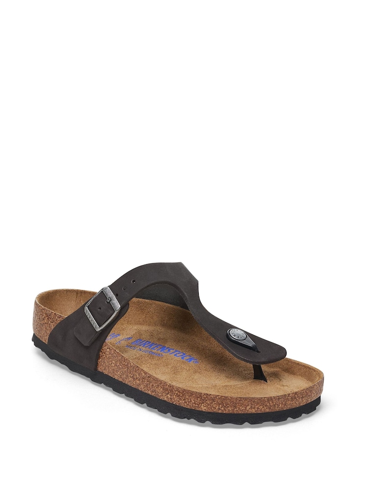Birkenstock Black Gizeh Oiled Leather Sandals - Image 1 of 1