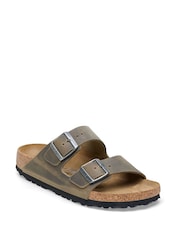 Birkenstock Khaki Green Arizona Oiled Leather Sandals - Image 2 of 3