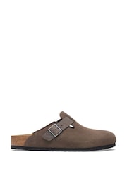 Birkenstock Brown Boston Suede Leather Clogs - Image 1 of 3