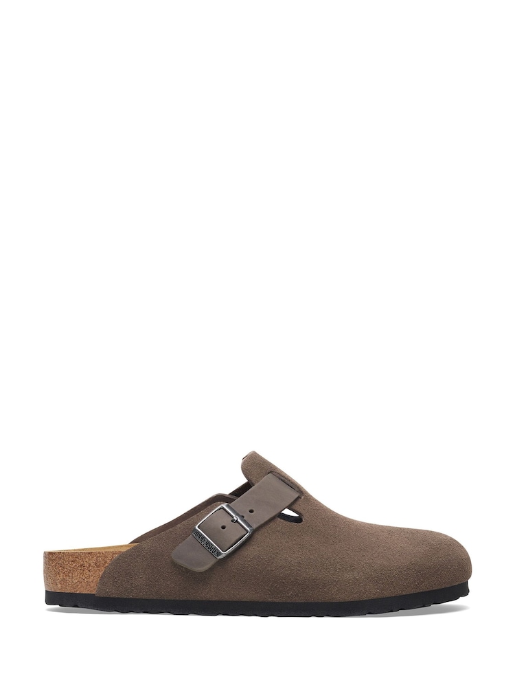 Birkenstock Brown Boston Suede Leather Clogs - Image 1 of 3
