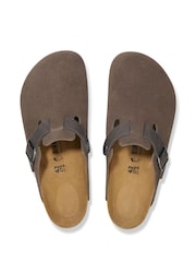 Birkenstock Brown Boston Suede Leather Clogs - Image 3 of 3