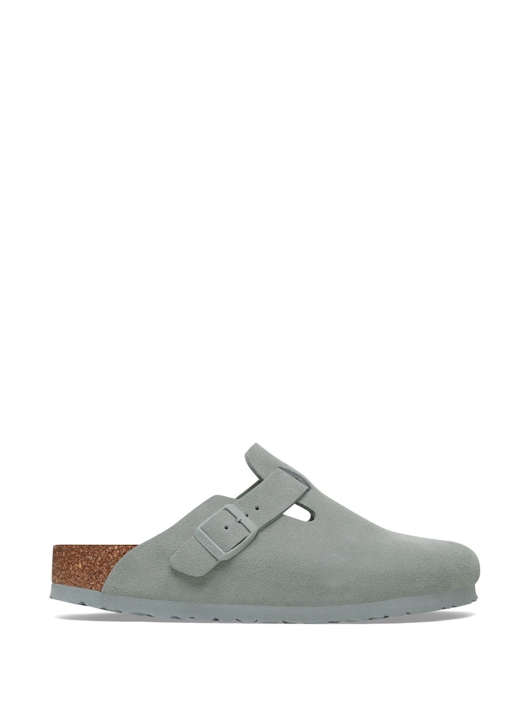Birkenstock Green Boston Suede Clogs - Image 1 of 3