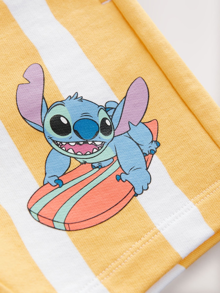 Buy Yellow/White Lilo and Stitch Short Sleeve 100% Cotton T-Shirt