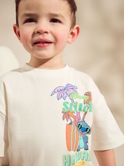 Yellow/White Lilo and Stitch Short Sleeve 100% Cotton T-Shirt and Shorts Set (3mths-8yrs) - Image 4 of 5
