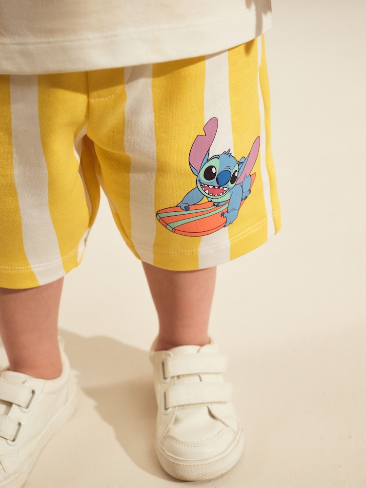 Yellow/White Lilo and Stitch Short Sleeve 100% Cotton T-Shirt and Shorts Set (3mths-8yrs) - Image 5 of 5
