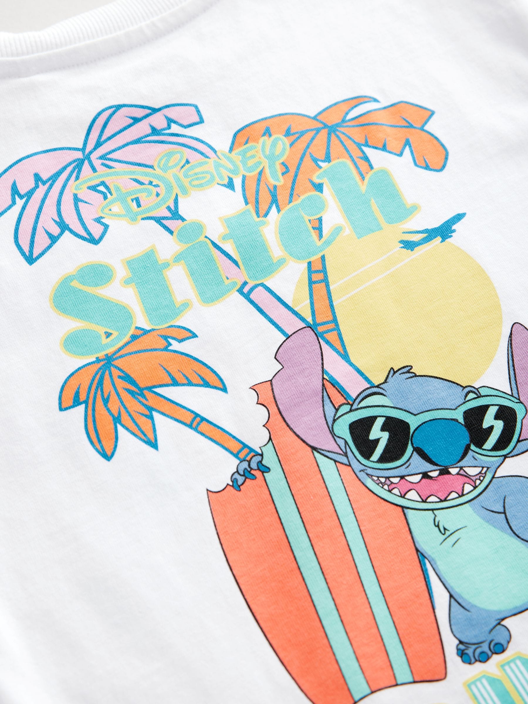 Buy Yellow/White Lilo and Stitch Short Sleeve 100% Cotton T-Shirt