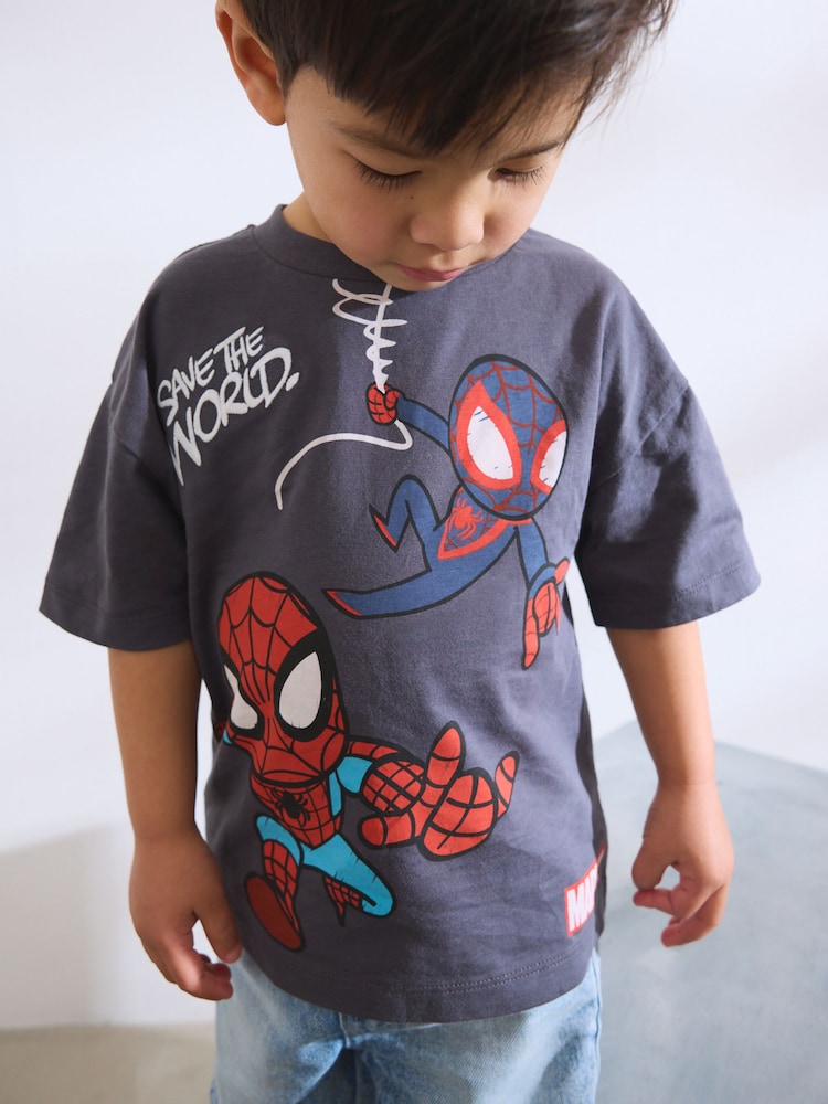 Anthrazitgrau - Kurzarm-T-Shirt mit Spider-Man-Motiv aus 100 % Baumwolle (3M.–8J.) - Bild 1 von 3