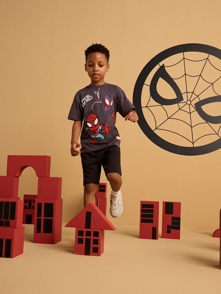 Charcoal Grey Spider-Man Short Sleeve 100% Cotton T-Shirt (3mths-8yrs) - Image 1 of 9 Charcoal Grey Spider-Man Short Sleeve 100% Cotton T-Shirt (3mths-8yrs) - Image 1 of 9