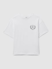 Reiss White Alsom Cotton-Jersey Alpine Races-Print T-Shirt - Image 2 of 4