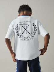 Reiss White Alsom Cotton-Jersey Alpine Races-Print T-Shirt - Image 3 of 4