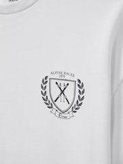 Reiss White Alsom Cotton-Jersey Alpine Races-Print T-Shirt - Image 4 of 4