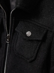 Reiss Dark Indigo Melange Peridoe Wool-Blend Melton Trucker Jacket - Image 4 of 4