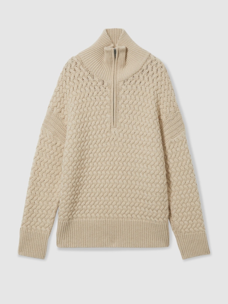 LES 100 CIEL Stone Reiss | Les 100 Ciels Wool and Cashmere Jumper - Image 2 of 6