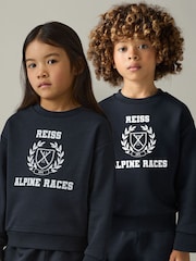 Reiss Navy/Off White Elias 9-13 yrs Cotton-Blend Alpine Races Sweatshirt - Image 1 of 5