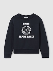 Reiss Navy/Off White Elias 9-13 yrs Cotton-Blend Alpine Races Sweatshirt - Image 2 of 5