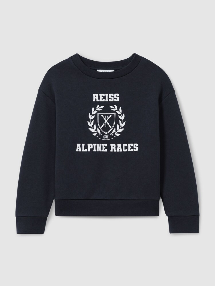 Reiss Navy/Off White Elias 9-13 yrs Cotton-Blend Alpine Races Sweatshirt - Image 2 of 5