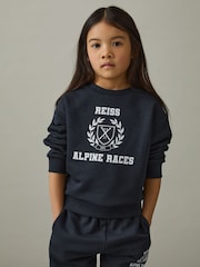 Reiss Navy/Off White Elias 9-13 yrs Cotton-Blend Alpine Races Sweatshirt - Image 4 of 5