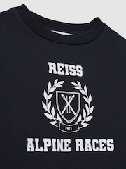 Reiss Navy/Off White Elias 9-13 yrs Cotton-Blend Alpine Races Sweatshirt - Image 5 of 5
