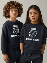 Reiss Navy/Off White Elias 3-9 yrs Cotton-Blend Alpine Races Sweatshirt - Image 1 of 5