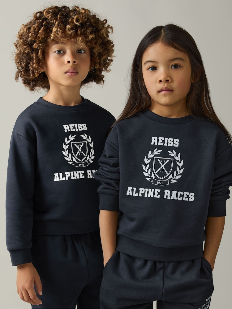 Reiss Navy/Off White Elias 3-9 yrs Cotton-Blend Alpine Races Sweatshirt - Image 1 of 5