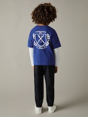 Reiss Bright Blue Alsom Cotton-Jersey Alpine Races-Print T-Shirt - Image 1 of 4