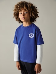 Reiss Bright Blue Alsom Cotton-Jersey Alpine Races-Print T-Shirt - Image 3 of 4