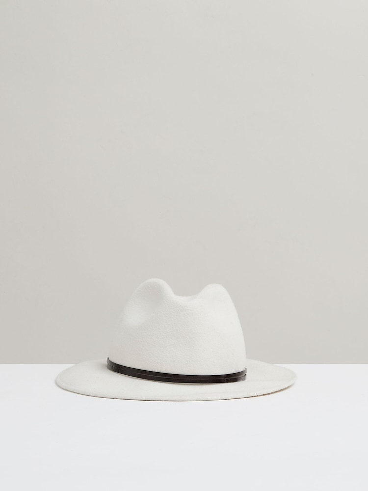 Reiss Ivory Anne Wool Felt Leather Band Fedora - Image 1 of 4