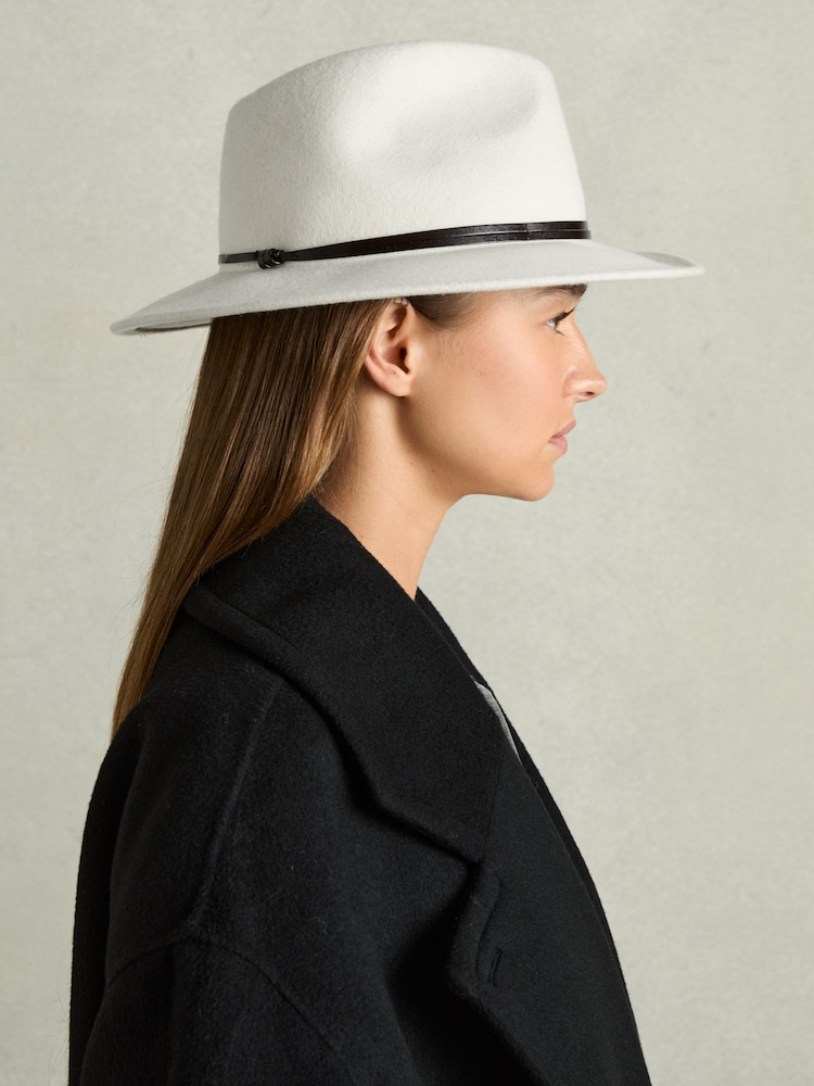 Reiss Ivory Anne Wool Felt Leather Band Fedora - Image 2 of 4