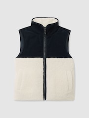 Reiss Navy/White Dutton 3-9 yrs Cotton-Corduroy and Fleece Gilet - Image 2 of 4