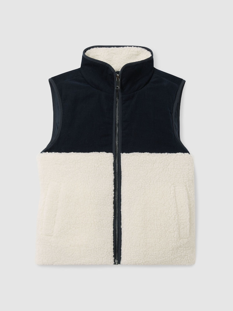 Reiss Navy/White Dutton 3-9 yrs Cotton-Corduroy and Fleece Gilet - Image 2 of 4
