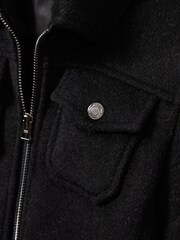 Reiss Dark Indigo Melange Peridoe Wool-Blend Melton Trucker Jacket - Image 4 of 4