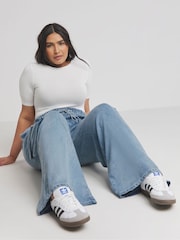 Simply Be Blue Pull On Utility Wide Leg Jeans With 100% Tencel TM Lyocell - Image 1 of 4