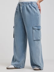 Simply Be Blue Pull On Utility Wide Leg Jeans With 100% Tencel TM Lyocell - Image 2 of 4