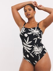 Simply Be Black Bandeau Tummy Control Swimsuit - Image 1 of 5