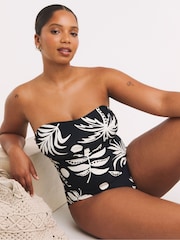 Simply Be Black Bandeau Tummy Control Swimsuit - Image 3 of 5
