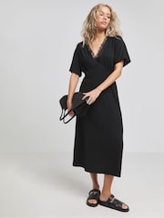 Simply Be Lace Trim Țesătură de vafe Midi Rochie - Imaginea 3 din 4