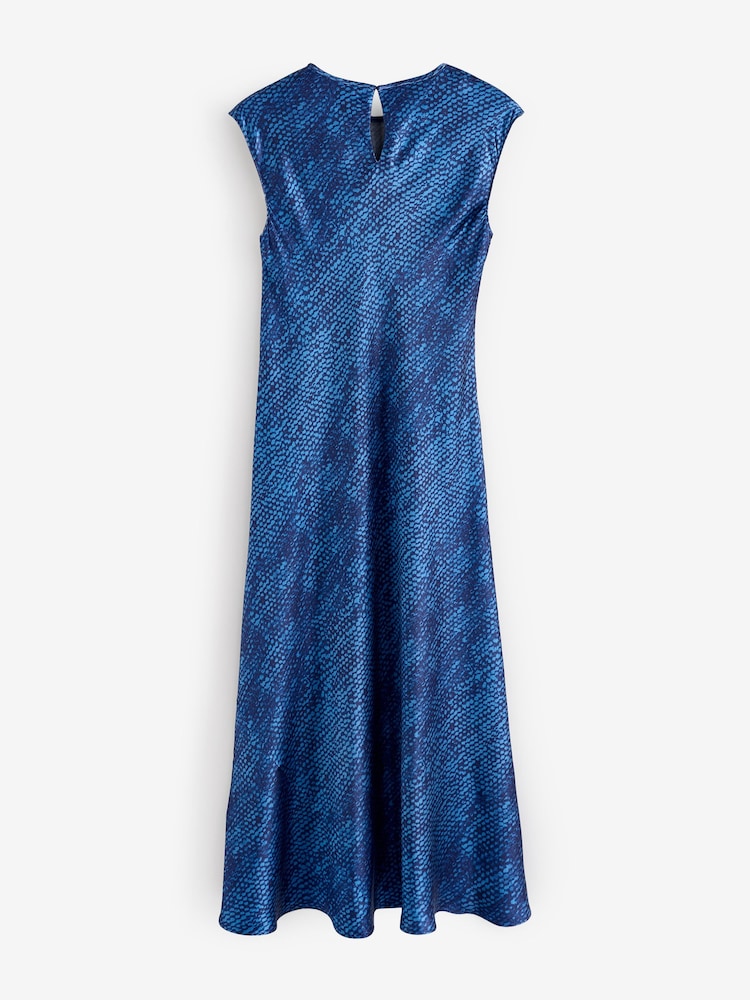 Banana Republic Blue Bias-Cut Satin Midi Dress - Image 2 of 4